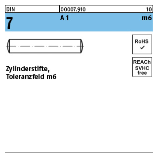 Zylinderstifte - DIN 7 - Toleranzfeld m6 - Edelstahl A1 - 12m6x40 - 50 Stück