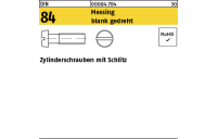 Zylinderschrauben mit Schlitz - ISO 1207/DIN 84 - Messing blank gedreht - M1,4x3 - 100 Stück