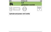 DIN 84 4.8 galvanisch verzinkt Zylinderschrauben mit Schlitz - Abmessung: M 2 x 20 VE= (2000 Stück)