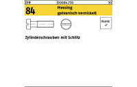 200 St., DIN 84 Messing galvanisch vernickelt Zylinderschrauben mit Schlitz - Abmessung: M 2,5 x 16