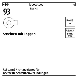 1000 Stück, ~DIN 93 Stahl Scheiben mit Lappen - Abmessung: 10,5