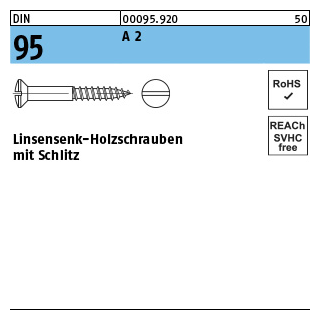 Linsensenk- Holzschrauben - DIN 95 - Edelstahl A2 - 3x12 - 200 Stück