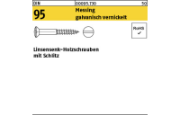 200 Stück, DIN 95 Messing galvanisch vernickelt Linsensenk-Holzschrauben mit Schlitz - Abmessung: 3 x 16