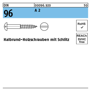 Halbrundkopf- Holzschrauben - DIN 96 - Edelstahl A2 - 4,5x40 - 200 Stück