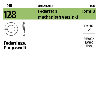 1000 Stück, ~DIN 128 Federstahl Form B mechanisch verzinkt Federringe, gewellt - Abmessung: B 3