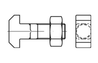 50 Stück, DIN 186 Mu 4.6 Form B Hammerschrauben mit Vierkant, mit langem Gewinde, mit Sechskantmutter - Abmessung: BM 6 x 25