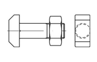 10 Stück, DIN 261 Mu 4.6 Hammerschrauben, mit Sechskantmutter - Abmessung: M 16 x 60