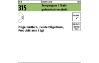 50 Stück, DIN 315 Temperguss/Stahl galvanisch verzinkt Flügelmuttern, runde Flügelform, Produktklasse C (g) - Abmessung: M 14