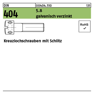 100 Stück, DIN 404 5.8 galvanisch verzinkt Kreuzlochschrauben mit Schlitz - Abmessung: M 3 x 5