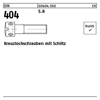 100 Stück, DIN 404 5.8 Kreuzlochschrauben mit Schlitz - Abmessung: M 3 x 6