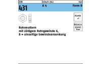 25 Stück, DIN 431 A 4 Form B Rohrmuttern mit zölligem Rohrgewinde G, einseitige Gewindeansenkung - Abmessung: BG 1/4 SW22