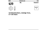 100 Stück, DIN 439 04 Form B Sechskantmuttern, niedrige Form, mit Fasen - Abmessung: BM 2,5