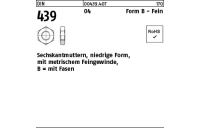 50 Stück, DIN 439 04 Form B - Fein Sechskantmuttern, niedrige Form, mit metrischem Feingewinde, mit Fasen - Abmessung: BM 20 x 1,5