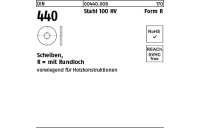 100 Stück, DIN 440 Stahl 100 HV Form R Scheiben, R = mit Rundloch - Abmessung: R 5,5x 18 x 2