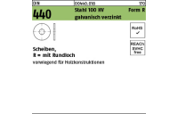 100 Stück, DIN 440 Stahl 100 HV Form R galvanisch verzinkt Scheiben, R = mit Rundloch - Abmessung: R 5,5x 18 x 2