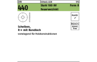 100 Stück, DIN 440 Stahl 100 HV Form R feuerverzinkt Scheiben, R = mit Rundloch - Abmessung: R 9 x 28 x 3