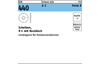 50 Stück, DIN 440 A 2 Form R Scheiben, R = mit Rundloch - Abmessung: R 11 x 34x 3