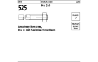 25 Stück, DIN 525 Mu 3.6 Anschweißenden, mit Sechskantmuttern - Abmessung: M 16 x 190/ 65