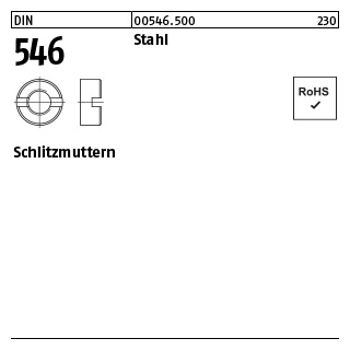 100 Stück, DIN 546 Stahl Schlitzmuttern - Abmessung: M 3