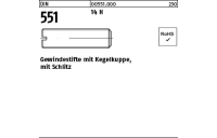 200 Stück, DIN 551 14 H Gewindestifte mit Kegelkuppe, mit Schlitz - Abmessung: M 2,5 x 8