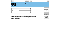 50 Stück, DIN 551 A 1 Gewindestifte mit Kegelkuppe, mit Schlitz - Abmessung: M 3 x 8