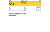 100 Stück, DIN 553 Messing Gewindestifte mit Kegelkuppe, mit Schlitz - Abmessung: M 3 x 4