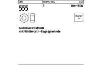 25 Stück, DIN 555 5 Ww-BSW Sechskantmuttern mit Whitworth-Regelgewinde - Abmessung: WW 1