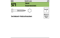 200 Stück, DIN 571 Stahl feuerverzinkt Sechskant-Holzschrauben - Abmessung: 6 x 35