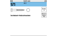 25 Stück, DIN 571 A 2 Sechskant-Holzschrauben - Abmessung: 6 x 80