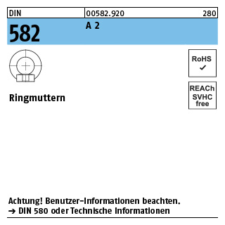 DIN 582 A 2 Ringmuttern - Abmessung: M 16, Inhalt: 5 Stück