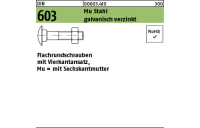 100 Stück, DIN 603 Mu Stahl galvanisch verzinkt Flachrundschrauben mit Vierkantansatz Mu = mit Sechskantmutter - Abmessung: M 5 x 16