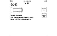 200 Stück, DIN 608 Mu 8.8 Senkschrauben mit niedrigem Vierkantansatz, mit Sechskantmutter - Abmessung: M 8 x 30