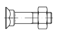 25 Stück, DIN 608 Mu 8.8 Senkschrauben mit niedrigem Vierkantansatz, mit Sechskantmutter - Abmessung: M 16 x 70