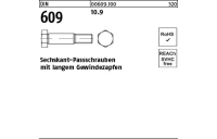 25 Stück, DIN 609 10.9 Sechskant-Passschrauben mit langem Gewindezapfen - Abmessung: M 8 x 25