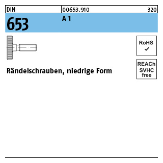 Rändelschrauben - niedrige Form - DIN 653 - Edelstahl A1 - M5x10 - 10 Stück