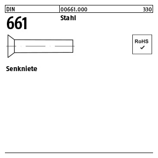 DIN 661 Stahl Senkniete - Abmessung: 8 x 30 VE= (250 Stück)