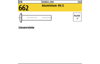 1000 Stück, DIN 662 Aluminium 99.5 Linsenniete - Abmessung: 3,5 x 8