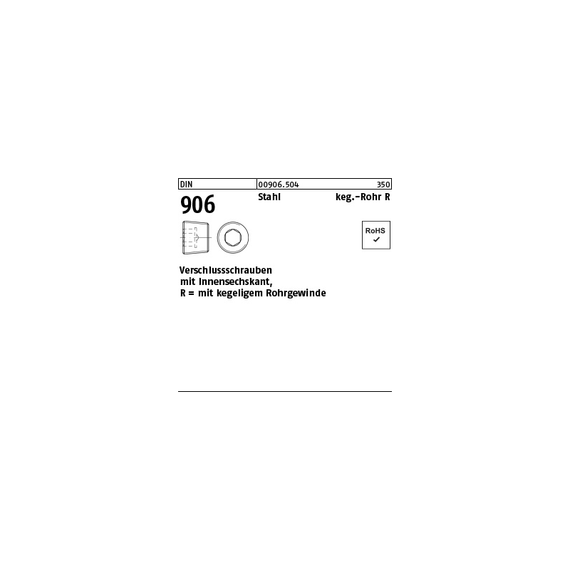 DIN 906 Verschlußschrauben R 1/2 50 St.
