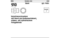 100 Stück, DIN 910 Stahl zyl.-Fein verschlussschrauben mit Bund und Außensechskant, schwer, m. zyl. Feingew. - Abmessung: M 10 x 1