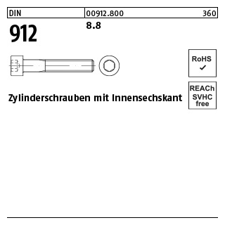 500 Stück, DIN 912 8.8 Zylinderschrauben mit Innensechskant - Abmessung: M 3 x 4
