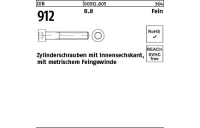 200 Stück, DIN 912 8.8 Fein Zylinderschrauben mit Innensechskant, mit metrischem Feingewinde - Abmessung: M 8 x1 x 20