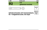 200 Stück, ~DIN 912 8.8 VG galvanisch verzinkt Zylinderschrauben mit Innensechskant, Vollgewinde (Gew. bis Kopf) - Abmessung: M 8 x 45