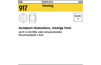 100 Stück, DIN 917 Messing Sechskant-Hutmuttern, niedrige Form - Abmessung: M 4