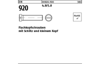 100 Stück, DIN 920 4.8/5.8 Flachkopfschrauben mit Schlitz und kleinem Kopf - Abmessung: M 3 x 4