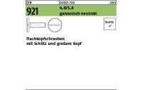 100 Stück, DIN 921 4.8/5.8 galvanisch verzinkt Flachkopfschrauben mit Schlitz und großem Kopf - Abmessung: M 3 x 4