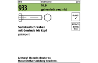 500 Stück, DIN 933 10.9 galvanisch verzinkt Sechskantschrauben mit Gewinde bis Kopf - Abmessung: M 6 x 10