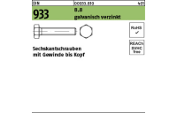 500 Stück, DIN 933 8.8 galvanisch verzinkt Sechskantschrauben mit Gewinde bis Kopf - Abmessung: M 6 x 16