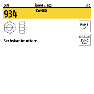 100 Stück, DIN 934 CuNiSi Sechskantmuttern - Abmessung: M 8