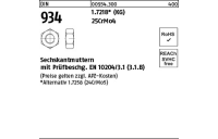 DIN 934 1.7218 (KG) 25CrMo4 Sechskantmuttern mit Prüfbescheinigung EN 10204/3.1 (3.1.B) - Abmessung: M 10, Inhalt: 100 Stück