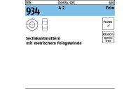 50 Stück, DIN 934 A 2 Fein Sechskantmuttern mit metrischem Feingewinde - Abmessung: M 12 x 1,25